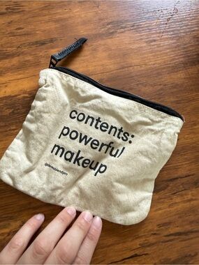Dermablend Beige Canvas Cosmetic makeup Pouch with Black Print